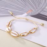 Bracelet de cheville coquillages Maëlie – blanc et doré