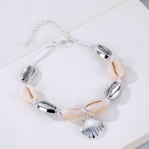 Bracelet de cheville coquillages Elia – pendentif argenté