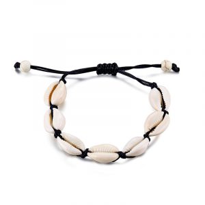 Bracelet de cheville coquillages Nayla – cordon noir