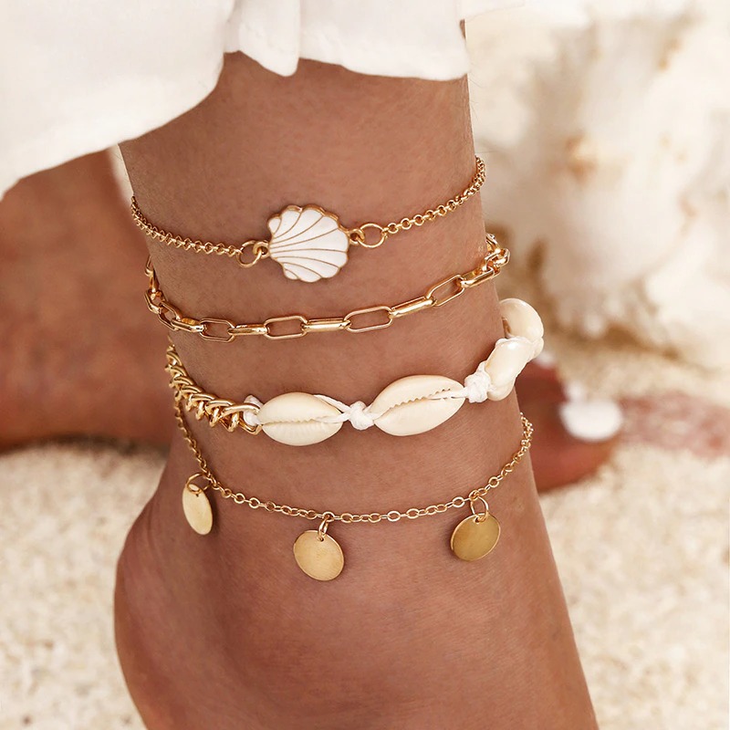 bracelet chaine de cheville en coquillage