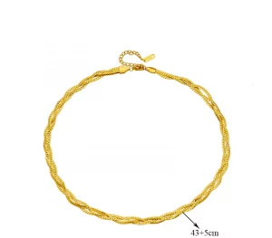 Un Collier Tressé à 3 Chaînes en Acier Inoxydable avec des mesures précises.