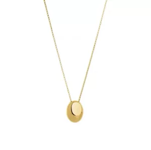 Un collier plaqué or avec un pendentif ovale.