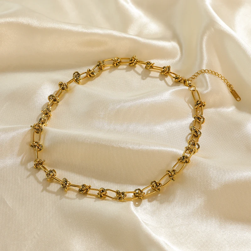 Collier grosse chaîne dorée à maillons larges en acier inoxydable – vue 3