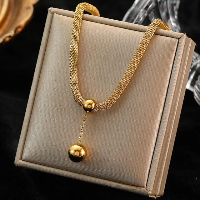 Collier grosse chaîne dorée à maillons larges en acier inoxydable – vue 6