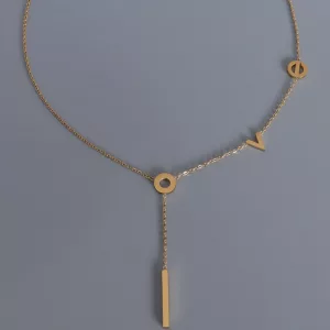 Collier love doré en Y à lettres fines