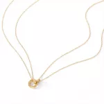 Collier multirang en acier inoxydable doré avec deux anneaux entrelacés