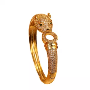 Bracelet léopard zircon noir et blanc sur cuivre plaqué