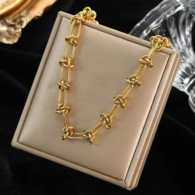 Collier grosse chaîne dorée à maillons larges en acier inoxydable – vue 10