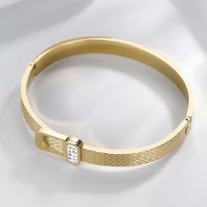 Bracelet couple doré en acier inoxydable avec gravure intérieure