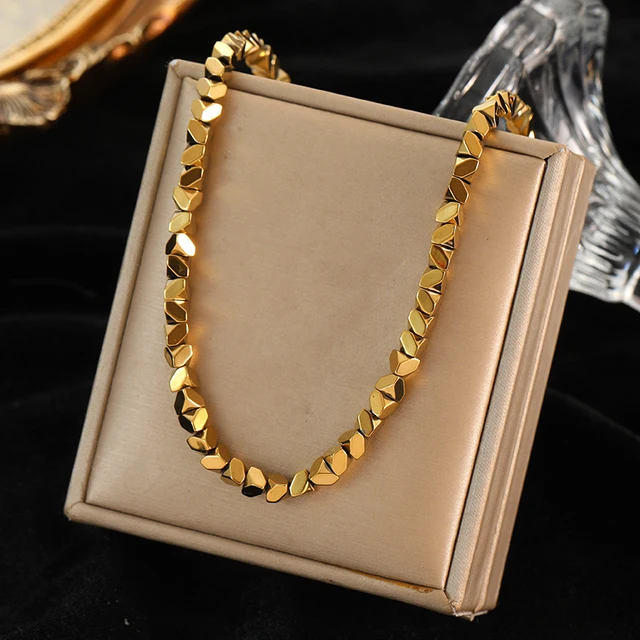 Collier grosse chaîne dorée à maillons larges en acier inoxydable – vue 7