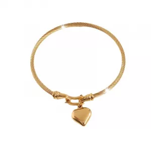 Bracelet breloque cœur en acier inoxydable doré