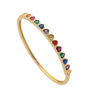 Bracelet cœur zircon multicolore finition dorée