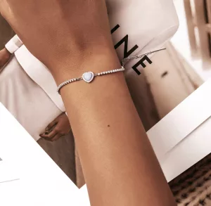Bracelet cœur argent 925 serti de zircons