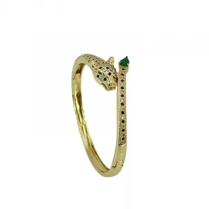 Bracelet jonc panthère doré serti de zircons