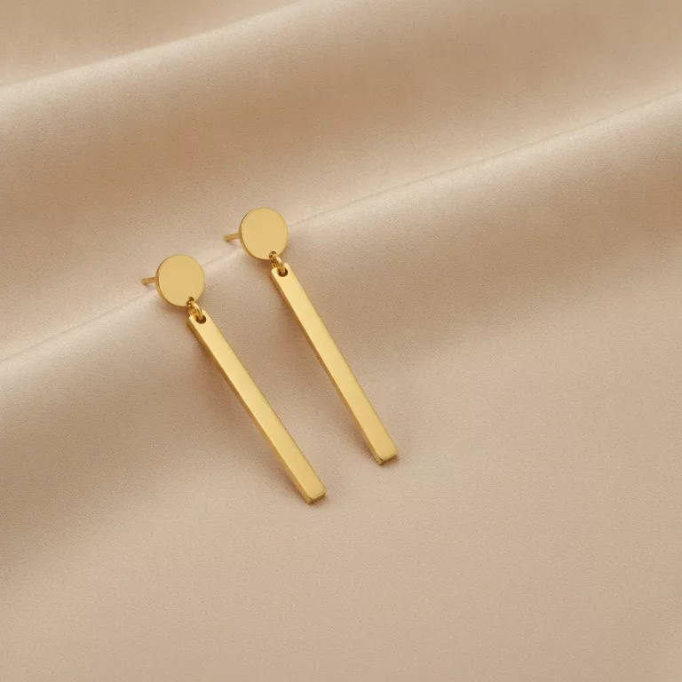 Boucles d'oreilles pendantes dorées en acier inoxydable