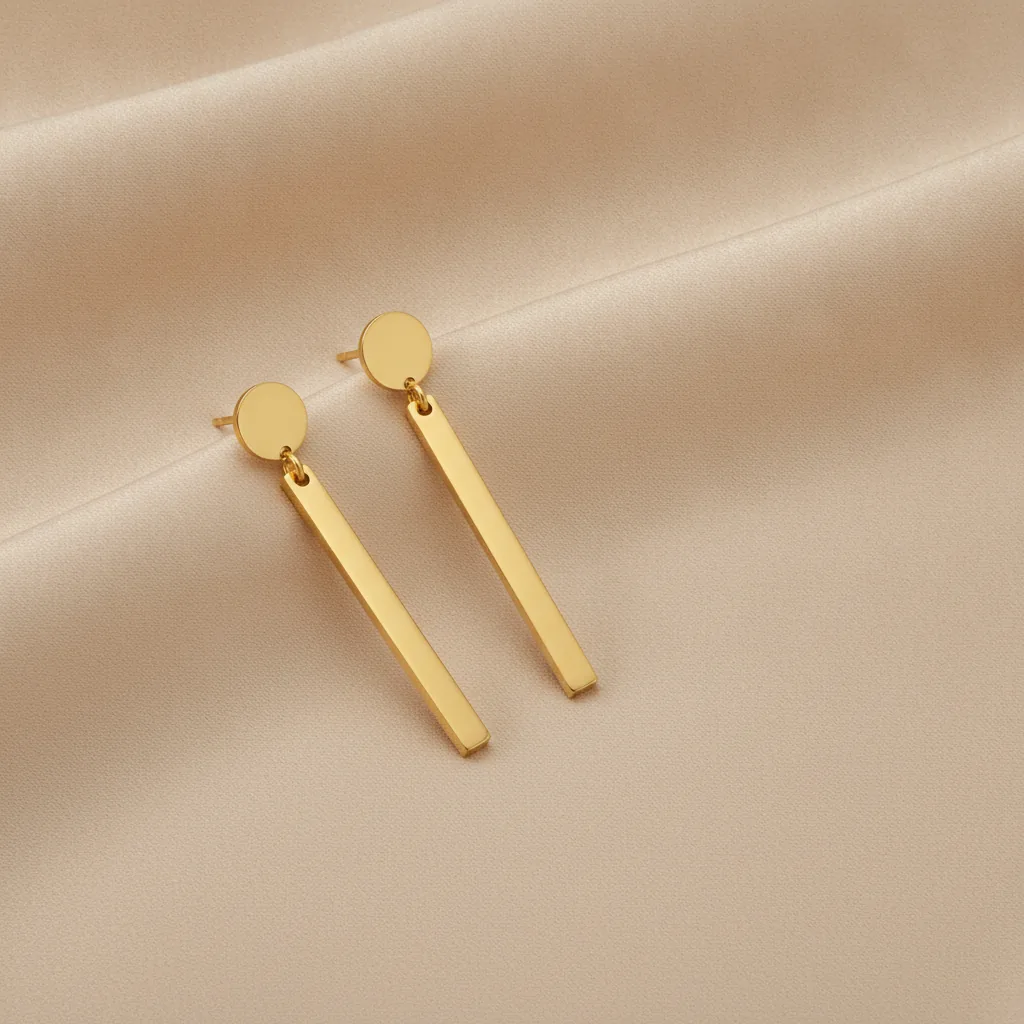 Boucles d'oreilles pendantes dorées en acier inoxydable