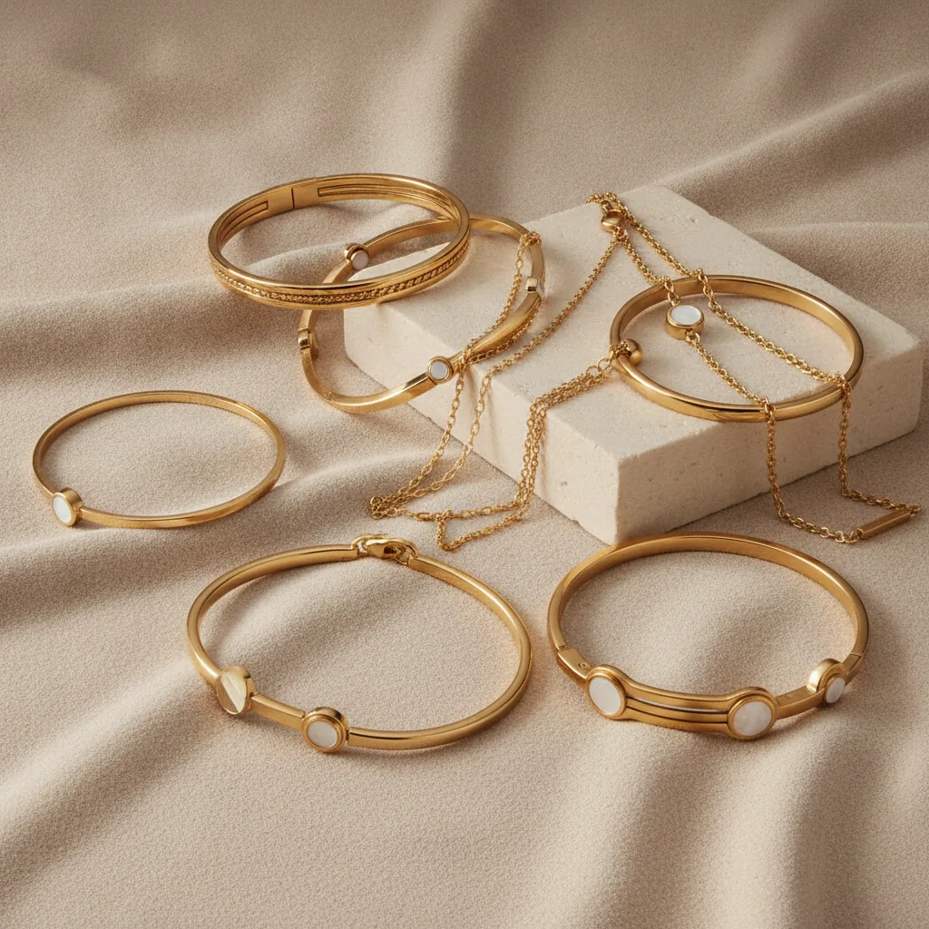 Bracelets tendance dorés en acier inoxydable