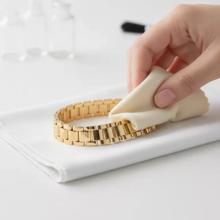 Nettoyage d'un bracelet en acier inoxydable doré