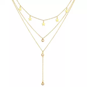 Collier multirang doré à étoiles et pampilles