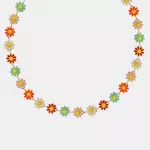 Collier fleur dorée en acier inoxydable avec pendentif émaillé