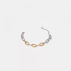 Bracelet acier inoxydable argenté aux lignes épurées