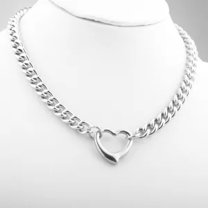 Collier cœur acier inoxydable 316L sur chaîne torsadée