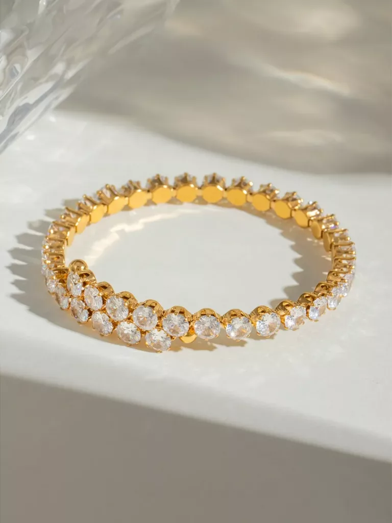 Bracelet Jonc Rigide Serti de Zircons