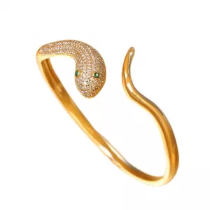 Bracelet serpent doré serti de zircons