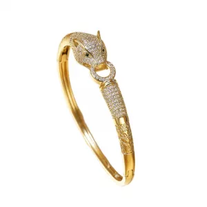 Bracelet jonc panthère serti de zircons colorés