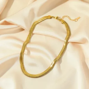 Collier grosse chaîne dorée à maillons larges en acier inoxydable