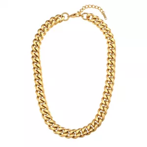 Collier maille cubaine en acier inoxydable argenté