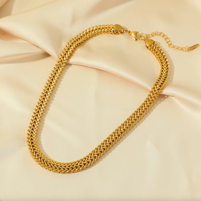Collier grosse chaîne dorée à maillons larges en acier inoxydable – vue 2