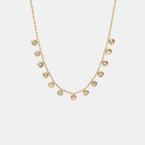 Collier doré à pampilles de zircons sertis