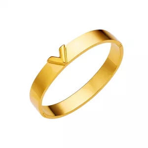 Bracelet géométrique femme en acier, motif en V doré