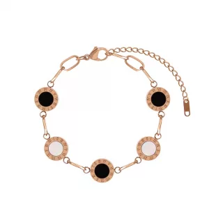 Bracelet or rose en acier inoxydable gravé de chiffres romains