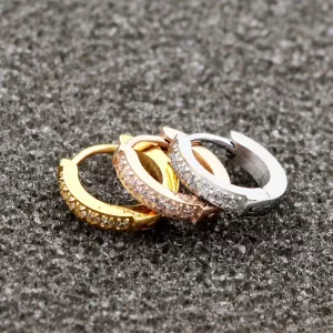 Mini créoles zircons or argent et or rosé