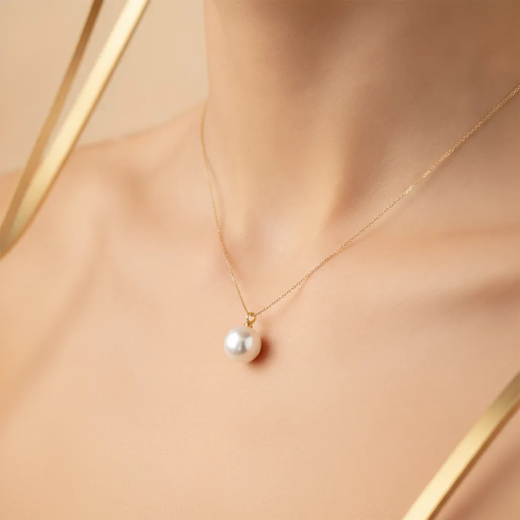Collier perle unique sur chaîne dorée en acier inoxydable