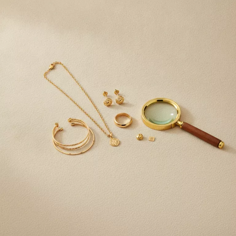 Bijoux en or et loupe, test d'authenticité