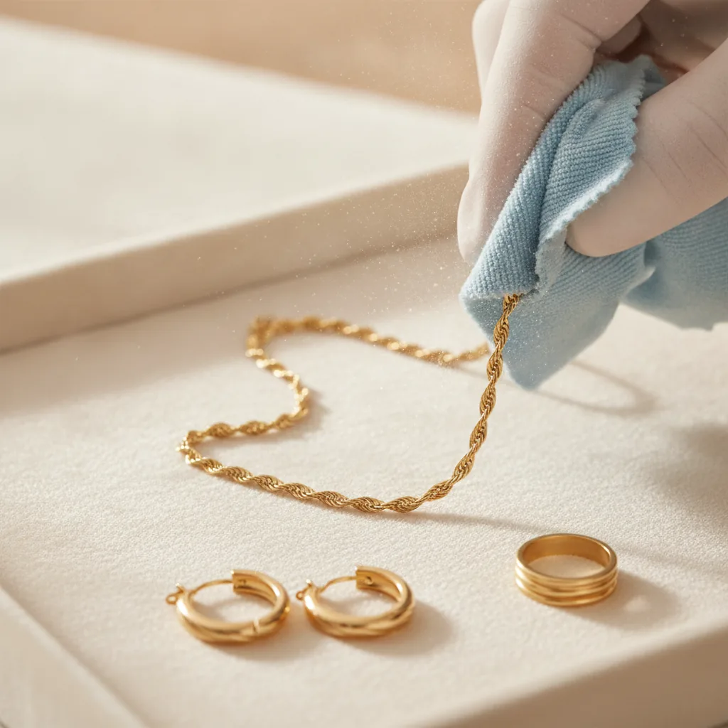 Illustration – 5 étapes faciles pour nettoyer vos bijoux plaqué or
