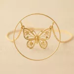 Pendentif papillon dore symbole nature en acier inoxydable